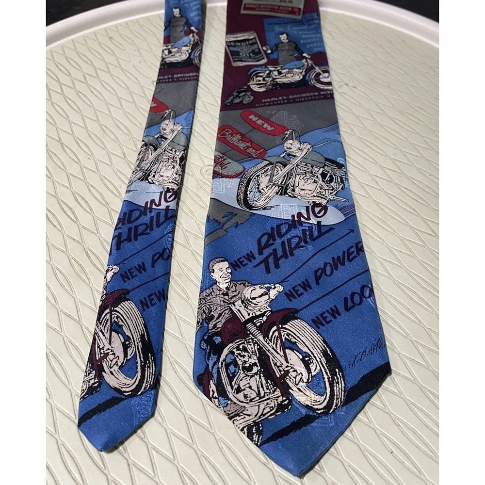 Harley Davidson‎ Licensed Men's Tie 100% Silk RM Style Blue&Purple 56